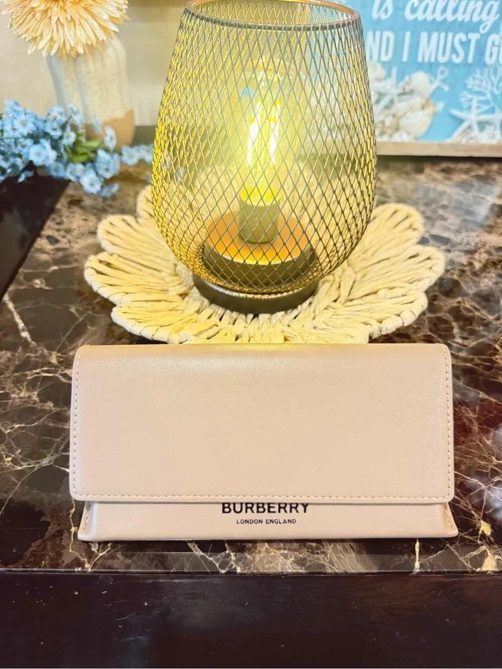 Burberry Pale Pink Leather Long Wallet
